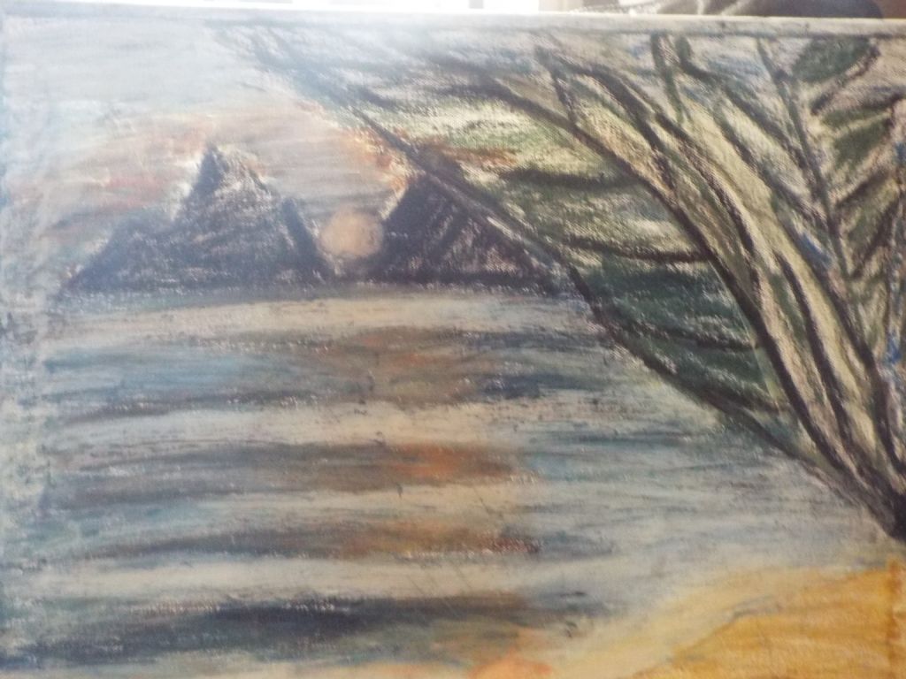 Oil Pastel Beach Painting